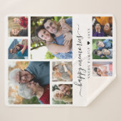 Modern 10 Photo Collage Quote Family Name Keepsake シェルパブランケット (正面(横))