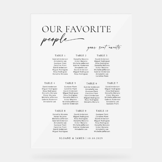 Modern 10 Tables Welcome Seating Chart アクリルサイン (正面)