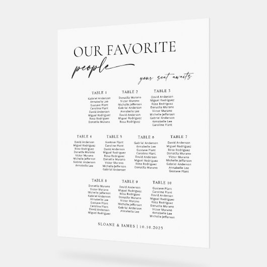 Modern 10 Tables Welcome Seating Chart アクリルサイン (傾斜)