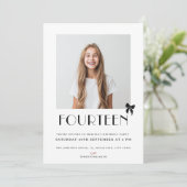 Modern 14th Teenager Photo Fouteen Birthday Party 招待状 (スタンド正面)