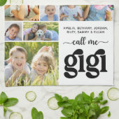Modern 15 Photo Collage Names Call Me Gigi キッチンタオル (折り畳み)