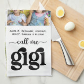 Modern 15 Photo Collage Names Call Me Gigi キッチンタオル (四つ折り)