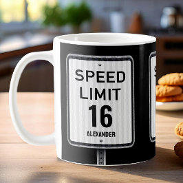 Modern 16th Birthday Speed Sign コーヒーマグカップ