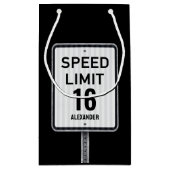 Modern 16th Birthday Speed Sign スモールペーパーバッグ (裏面)