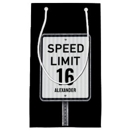 Modern 16th Birthday Speed Sign スモールペーパーバッグ