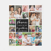Modern 17 Photo Collage Family Name Home Quote    フリースブランケット (正面)