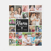 Modern 17 Photo Collage Nana We Love You White フリースブランケット (正面)