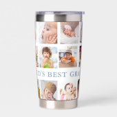 Modern 18 Photo Collage Blue World's Best Grandpa  保温保冷タンブラー (左面)