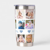 Modern 18 Photo Collage Blue World's Best Grandpa  保温保冷タンブラー (右面)