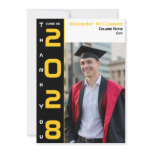 Modern 1 Photo Gold Black Graduation