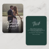 Modern 1 Photo Hand-Lettered Wedding Thank You ノートカード (正面/裏面)