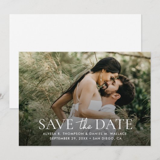 Modern 1 Photo QR Code Wedding Website  セーブザデート (正面/裏面)