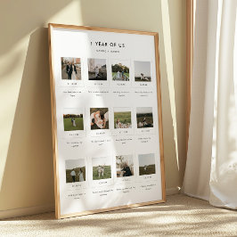 Modern 1st Anniversary 12 Photo Custom Couple ポスター