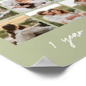 Modern 1st Anniversary Sage Green Wedding Photos ポスター (角)