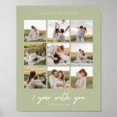 Modern 1st Anniversary Sage Green Wedding Photos ポスター (正面)