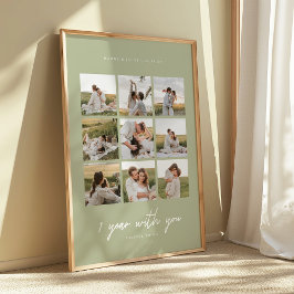 Modern 1st Anniversary Sage Green Wedding Photos ポスター