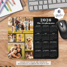 Modern 2023 Calendar 6 Photo Collage Personalized マウスパッド
