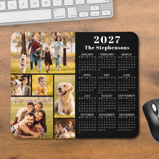 Modern 2023 Calendar 6 Photo Collage Personalized マウスパッド