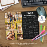 Modern 2023 Calendar 6 Photo Collage Personalized マウスパッド<br><div class="desc">Create a photo collage mouse pad utilizing this easy-to-upload photo collage template featuring 6 pictures in various shapes and sizes, both horizontal and vertical to accommodate a wide variety of photo subjects. Personalize with a family name, individual name, monogram or other custom text shown in white against an editable black...</div>