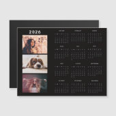 Modern 2026 Calendar 3 Photo Collage Magnet Card (正面/裏面)