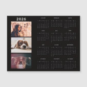 Modern 2026 Calendar 3 Photo Collage Magnet Card (正面)