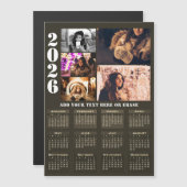 Modern 2026 Calendar 5 Photo Collage Magnet Card (正面/裏面)