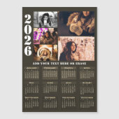 Modern 2026 Calendar 5 Photo Collage Magnet Card (正面)