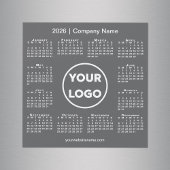 Modern 2026 Calendar Company Logo Dark Gray Magnet
