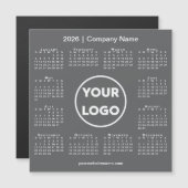 Modern 2026 Calendar Company Logo Dark Gray Magnet (正面/裏面)
