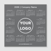 Modern 2026 Calendar Company Logo Dark Gray Magnet (正面)