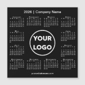 Modern 2026 Calendar Company Logo on Black マグネット (正面)