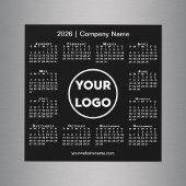 Modern 2026 Calendar Company Logo on Black Magnet