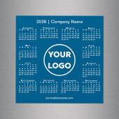 Modern 2026 Calendar Company Logo on Blue Magnet