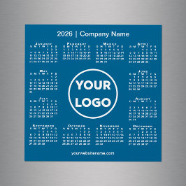 Modern 2026 Calendar Company Logo on Blue Magnet