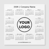 Modern 2026 Calendar Company Logo on White Magnet (正面)
