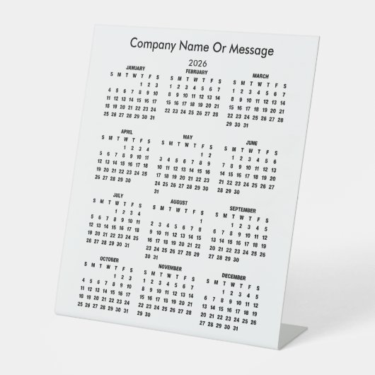Modern 2026 Calendar Company Name 台座サイン (正面)