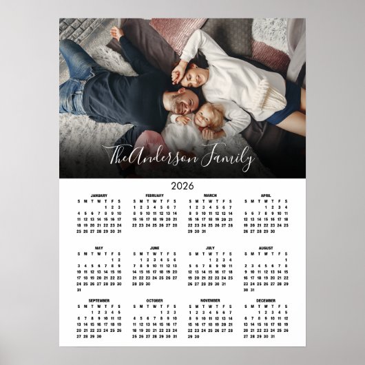 Modern 2026 Calendar Family Photo ポスター (正面)