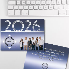 Modern 2026 New Year Logo Photo Greeting Card 箔招待状