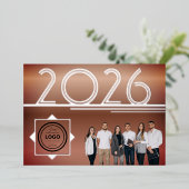 Modern 2026 New Year Logo Photo Greeting Card 箔招待状 (立ち正面)