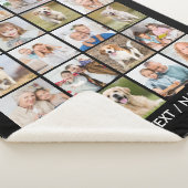 Modern 20 Photo Collage Personalized Black シェルパブランケット (3/4)