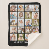 Modern 20 Photo Collage Personalized Black シェルパブランケット (正面)