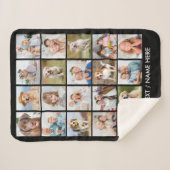 Modern 20 Photo Collage Personalized Black シェルパブランケット (正面(横))