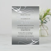 Modern 25th Wedding Anniversary Arch Photo Silver 箔招待状 (立ち正面)