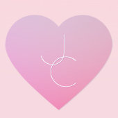 Modern 2 Overlapping Initials | Pink Ombre ハートシール