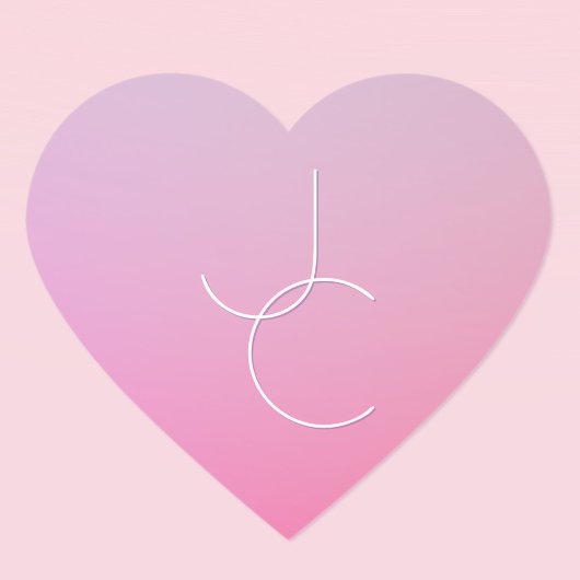 Modern 2 Overlapping Initials | Pink Ombre ハートシール