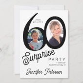 Modern 2 photo black and white 60th Birthday Party 招待状 (正面)