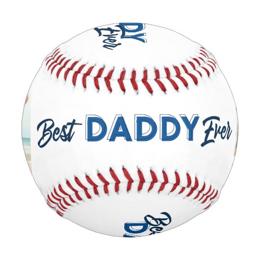 Modern 2 Photo Collage Best Daddy Ever 野球ボール (裏面)