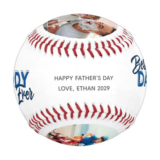 Modern 2 Photo Collage Best Daddy Ever 野球ボール (正面)
