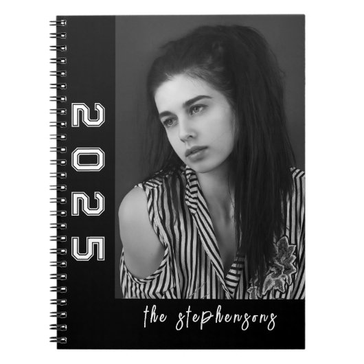 Modern 2 Photo Collage Personalized ノートブック (正面)