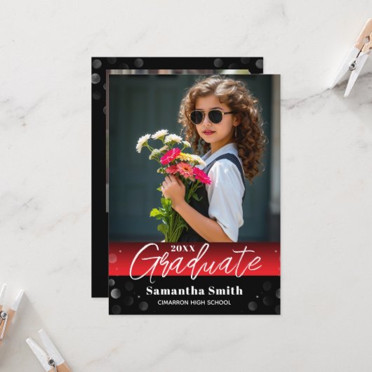 Modern 2 Photo Graduation Senior Photo Grad Invite 招待状 (正面/裏面インサイチュ)